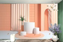 BST35 - TRANH DÁN TƯỜNG 3D - TRANG TRÍ PHÒNG LIVE, SHOP THỜI TRANG - CHỦ ĐỀ MORANDI TỐI GIẢN - KHỔ LỚN