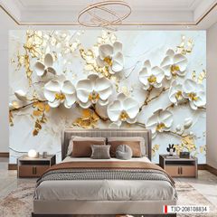 197 TRANH DÁN TƯỜNG 3D -TRANH DÁN PHÒNG NGỦ HOA 3D- TRANH DÁN PHÒNG KHÁCH SAU SOFA | MÃ TRANH T3D-208108834