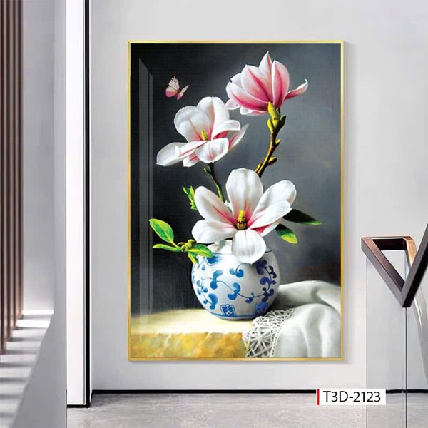 BST180 - TRANH TREO TƯỜNG CHIẾU NGHỈ CẦU THANG LỐI ĐI - TRANH TREO TƯỜNG HOA, BÌNH HOA 3D| T3D-2123