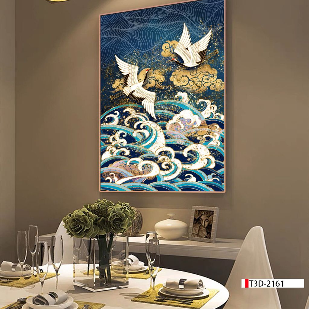 TRANH TREO TƯỜNG PHÒNG KHÁCH PHONG THỦY - TRANH MÃ ĐÁO THÀNH CÔNG | MÃ T3D-2161