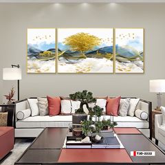 TRANH TREO TƯỜNG PHÒNG KHÁCH - TRANH HƯƠU TÀI LỘC GHÉP BỘ 3 BỨC | MÃ T3D-2222