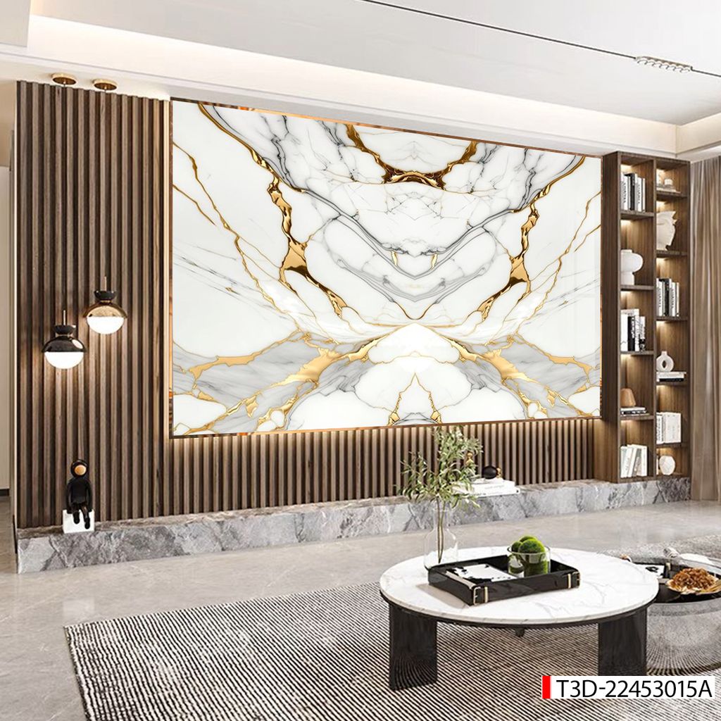 BST143 - TẤM PVC ỐP TƯỜNG - TRANG TRÍ PHÒNG KHÁCH, SAU SOFA, LỄ TÂN - TRANH VÂN ĐÁ ĐỐI XỨNG - KHỔ LỚN