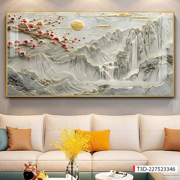 430 - TRANH TREO PHÒNG KHÁCH HIỆN ĐẠI - TRANH TRANG TRÍ - TRANH TREO TƯỜNG PHONG CẢNH - KIỂU TRANH LIỀN KHỔ | MÃ T3D-227523346