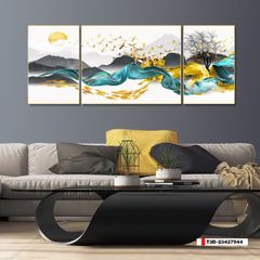 TRANH TREO TƯỜNG PHÒNG KHÁCH - TRANH HƯƠU TÀI LỘC GHÉP BỘ 3 BỨC | MÃ T3D-23427944