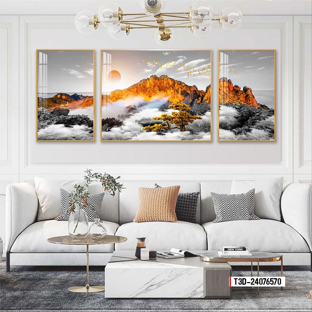 TRANH TREO TƯỜNG PHÒNG KHÁCH - TRANH PHONG CẢNH GHÉP BỘ 3 BỨC | MÃ T3D-24076570