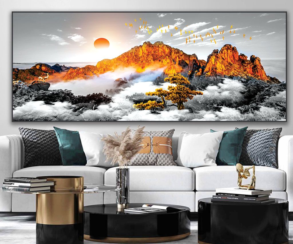 TRANH TREO PHÒNG KHÁCH HIỆN ĐẠI - TRANH TRANG TRÍ - TRANH TREO TƯỜNG PHONG CẢNH THIÊN NHIÊN - KIỂU TRANH LIỀN KHỔ | MÃ T3D-24076570