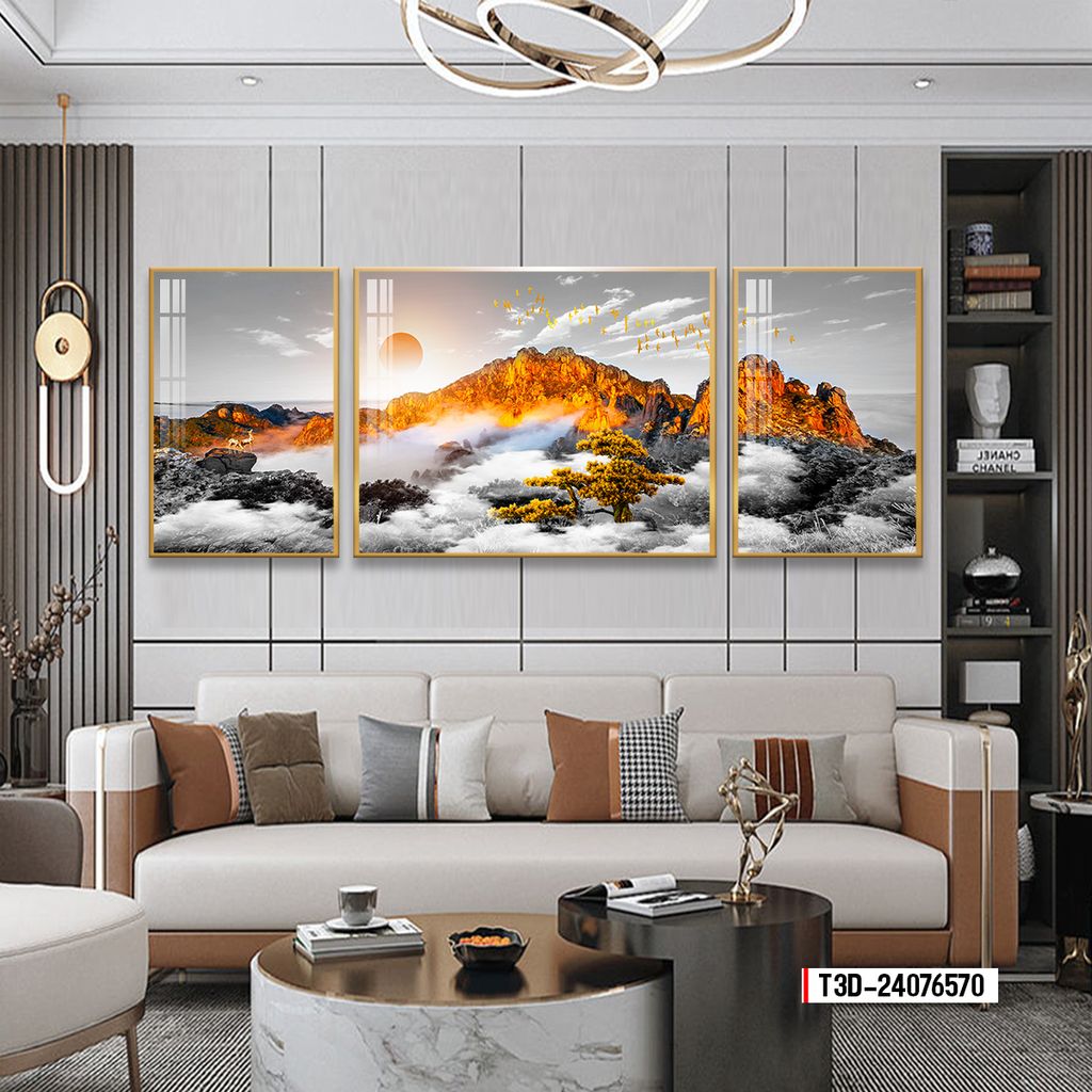 TRANH TREO TƯỜNG PHÒNG KHÁCH - TRANH PHONG CẢNH GHÉP BỘ 3 BỨC | MÃ T3D-24076570