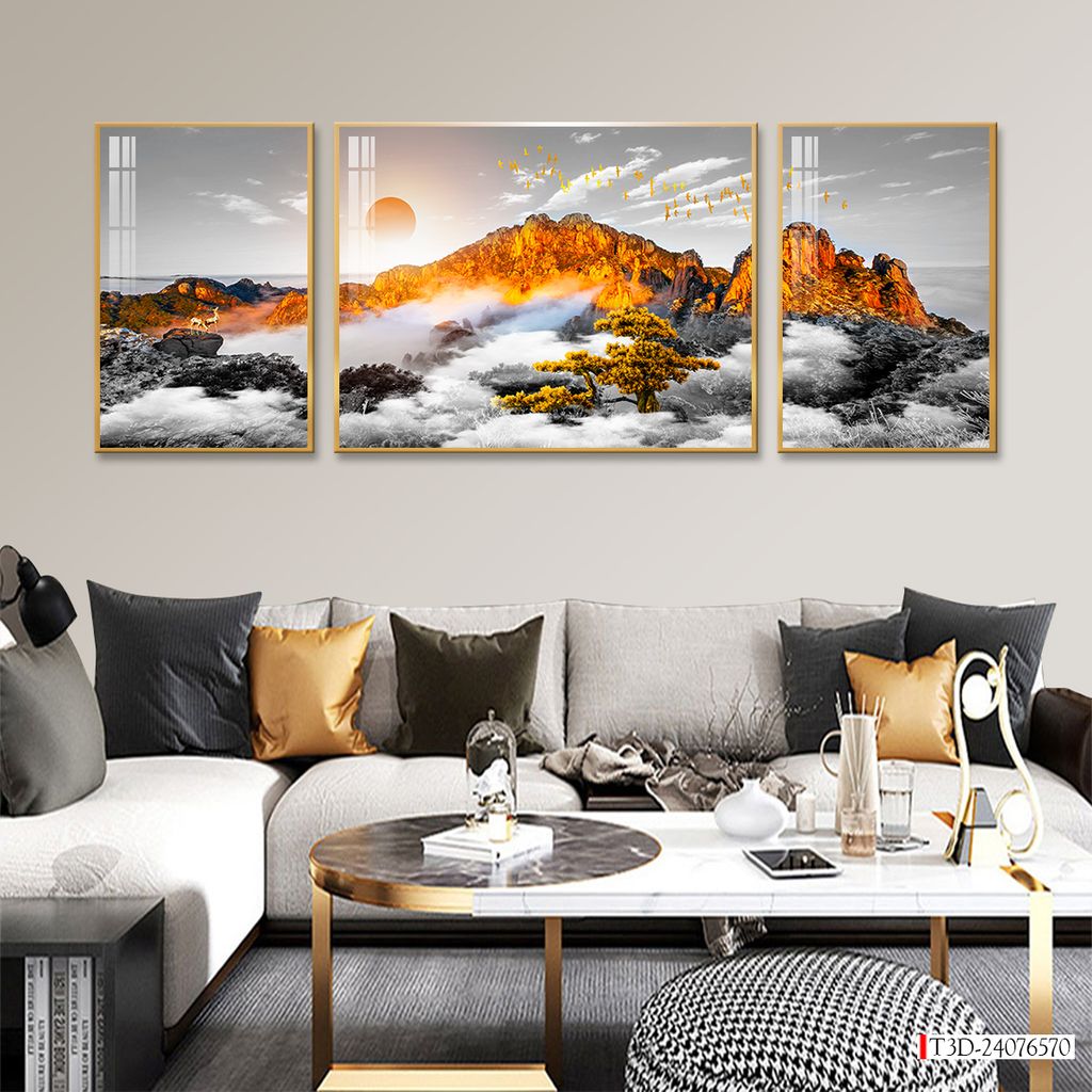 TRANH TREO TƯỜNG - PHÒNG KHÁCH - GHÉP BỘ 3 BỨC - MÃ T3D-24076570