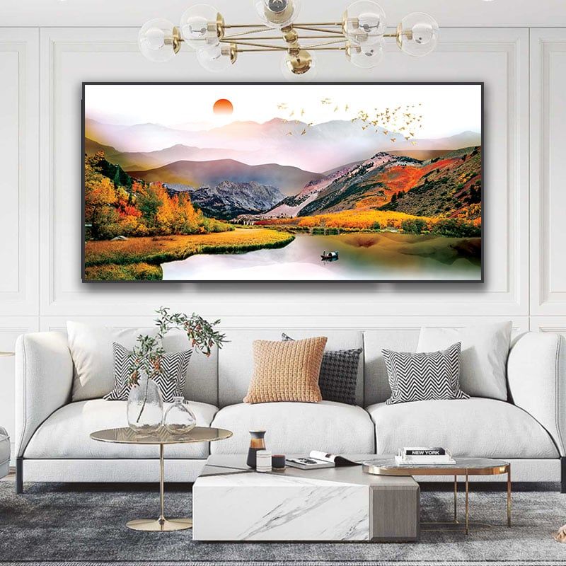 TRANH TREO PHÒNG KHÁCH HIỆN ĐẠI - TRANH TRANG TRÍ - TRANH TREO TƯỜNG PHONG CẢNH THIÊN NHIÊN - KIỂU TRANH LIỀN KHỔ | MÃ T3D-24234154