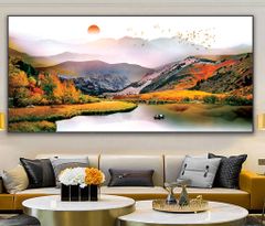 TRANH TREO PHÒNG KHÁCH HIỆN ĐẠI - TRANH TRANG TRÍ - TRANH TREO TƯỜNG PHONG CẢNH THIÊN NHIÊN - KIỂU TRANH LIỀN KHỔ | MÃ T3D-24234154