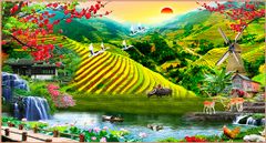 TRANH PHONG CẢNH THIÊN NHIÊN - TRANH PHÒNG KHÁCH - SAU SOFA - PHÒNG ĂN | MÃ T3D-2500