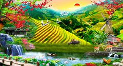 TRANH PHONG CẢNH THIÊN NHIÊN - TRANH PHÒNG KHÁCH - SAU SOFA - PHÒNG ĂN | MÃ T3D-2500