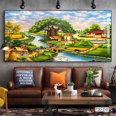 BST114 - TRANH TREO TƯỜNG - PHÒNG KHÁCH VÁCH TIVI - TRANH PHONG CẢNH ĐỒNG QUÊ - KHỔ LỚN