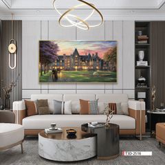 TRANH TREO TƯỜNG PHÒNG KHÁCH - TRANH PHONG CẢNH CHÂU ÂU CỔ ĐIỂN - KHỔ LỚN | MÃ T3D-2516