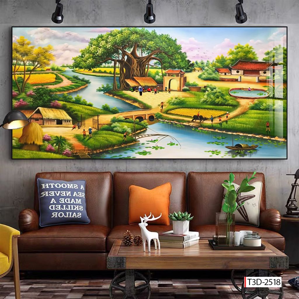 BST114 - TRANH TREO TƯỜNG - PHÒNG KHÁCH VÁCH TIVI - TRANH PHONG CẢNH ĐỒNG QUÊ - KHỔ LỚN