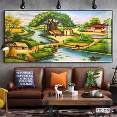 BST114 - TRANH TREO TƯỜNG - PHÒNG KHÁCH VÁCH TIVI - TRANH PHONG CẢNH ĐỒNG QUÊ - KHỔ LỚN