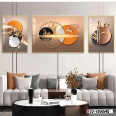 BST28 - TRANH TREO TƯỜNG KHUNG HỢP KIM TITAN - TRANG TRÍ PHÒNG KHÁCH - CHỦ ĐỀ THUẬN BUỒM XUÔI GIÓ, HƯƠU TÀI LỘC, PHONG CẢNH - GHÉP BỘ 3 BỨC