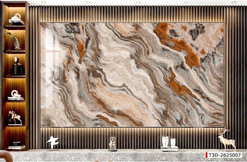 BST128 - TRANH PVC ỐP TƯỜNG - TRANG TRÍ PHÒNG KHÁCH - TRANH VÂN ĐÁ TRẮNG, VÂN MÂY - KHỔ LỚN