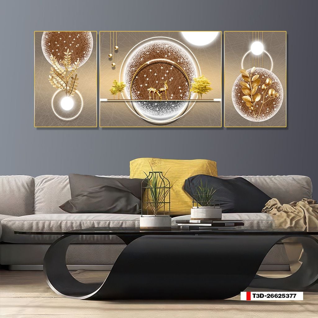 TRANH TREO TƯỜNG PHÒNG KHÁCH - TRANH HƯƠU TÀI LỘC | MÃ T3D-26625377