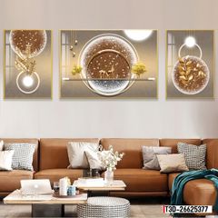 TRANH PHONG THỦY A-B-A  - TRANG TRÍ PHÒNG KHÁCH, SAU SOFA, PHÒNG NGỦ - CHỦ ĐỀ HIỆN ĐẠI HƯƠU TÀI LỘC - MÃ: T3D-26625377