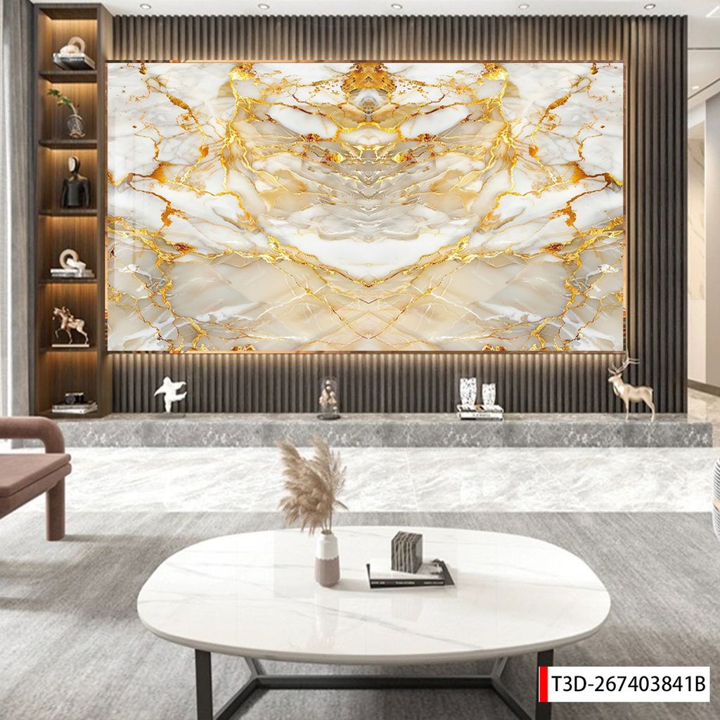 BST163 - TẤM ỐP VÂN ĐÁ ĐỐI XỨNG VÁCH TIVI - PHÒNG KHÁCH -TẤM ỐP PVC