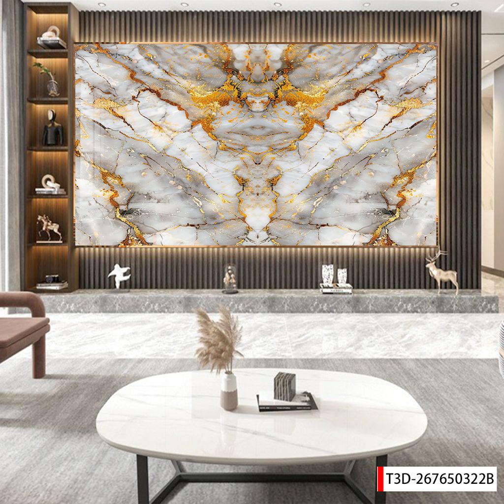 BST163 - TẤM ỐP VÂN ĐÁ ĐỐI XỨNG VÁCH TIVI - PHÒNG KHÁCH -TẤM ỐP PVC