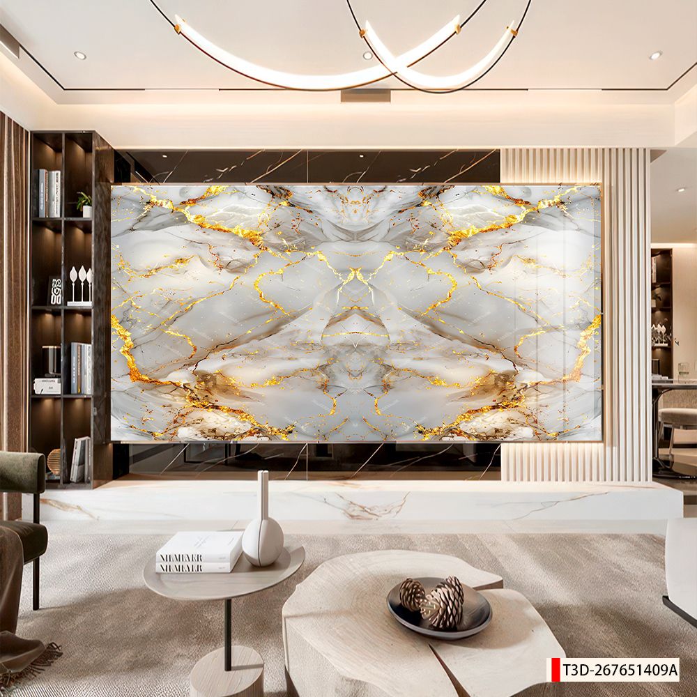 BST162 - TẤM ỐP VÂN ĐÁ ĐỐI XỨNG VÁCH TIVI - PHÒNG KHÁCH -TẤM ỐP PVC