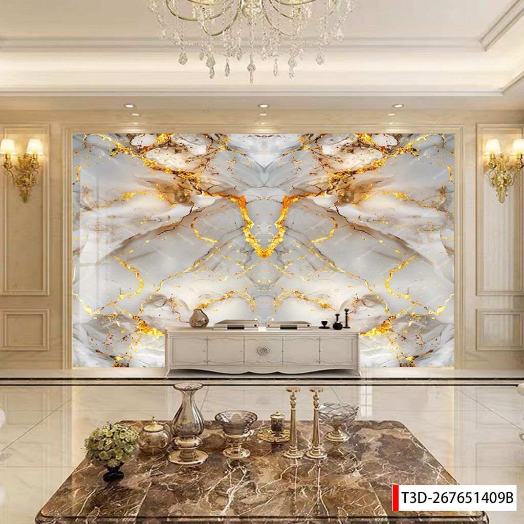 BST163 - TẤM ỐP VÂN ĐÁ ĐỐI XỨNG VÁCH TIVI - PHÒNG KHÁCH -TẤM ỐP PVC