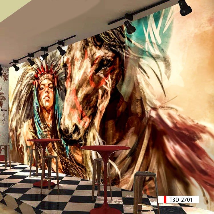 TRANH VẢI DÁN TƯỜNG 3D NHÀ HÀNG, CAFE - TRANH DÁN TƯỜNG TROPICAL NHIỆT ĐỚI | MÃ T3D-2701