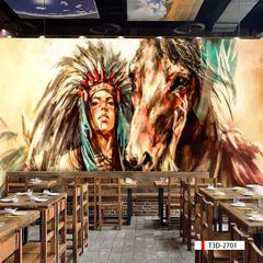 TRANH VẢI DÁN TƯỜNG 3D NHÀ HÀNG, CAFE - TRANH DÁN TƯỜNG TROPICAL NHIỆT ĐỚI | MÃ T3D-2701