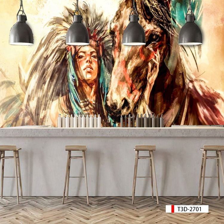 TRANH VẢI DÁN TƯỜNG 3D NHÀ HÀNG, CAFE - TRANH DÁN TƯỜNG TROPICAL NHIỆT ĐỚI | MÃ T3D-2701