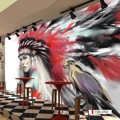 TRANH VẢI DÁN TƯỜNG 3D NHÀ HÀNG, CAFE - TRANH DÁN TƯỜNG TROPICAL NHIỆT ĐỚI | MÃ T3D-2702