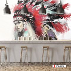 TRANH VẢI DÁN TƯỜNG 3D NHÀ HÀNG, CAFE - TRANH DÁN TƯỜNG TROPICAL NHIỆT ĐỚI | MÃ T3D-2702