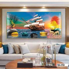 TRANH TREO TƯỜNG - PHÒNG KHÁCH - TRANH THUẬN BUỒM XUÔI GIÓ - KHỔ LỚN | MÃ T3D-2703