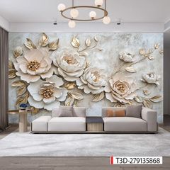 217 TRANH DÁN TƯỜNG 3D -TRANH DÁN PHÒNG NGỦ HOA 3D- TRANH DÁN PHÒNG KHÁCH SAU SOFA | MÃ TRANH T3D-279135868