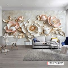 213 TRANH DÁN TƯỜNG 3D -TRANH DÁN PHÒNG NGỦ HOA 3D- TRANH DÁN PHÒNG KHÁCH SAU SOFA | MÃ TRANH T3D-279136309