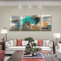 TRANH TREO TƯỜNG PHÒNG KHÁCH - TRANH HƯƠU TÀI LỘC GHÉP BỘ 3 BỨC | MÃ T3D-28119824