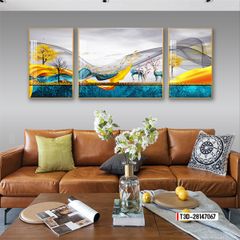 TRANH TREO TƯỜNG PHÒNG KHÁCH - TRANH HƯƠU TÀI LỘC GHÉP BỘ 3 BỨC | MÃ T3D-28147067