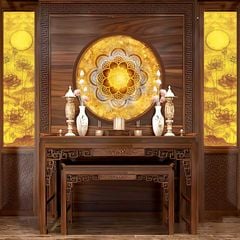 TRANH TREO PHÒNG THỜ - TRANH ĐIỆN TRÚC CHỈ MANDALA | MÃ T3D-2918