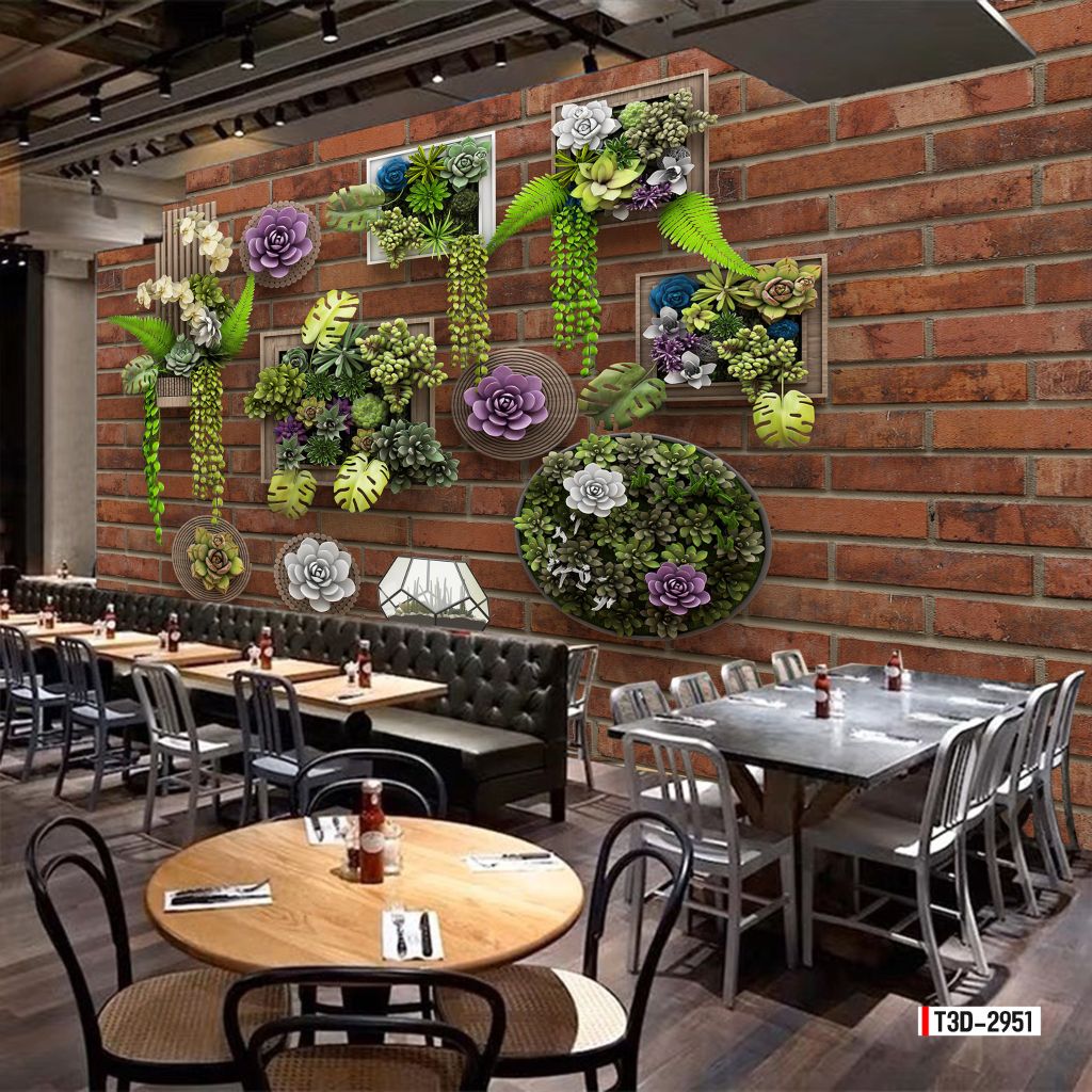 TRANH VẢI DÁN TƯỜNG 3D NHÀ HÀNG, CAFE - MÃ T3D-2951