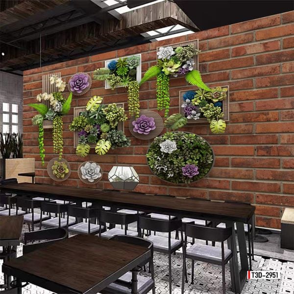 TRANH VẢI DÁN TƯỜNG 3D NHÀ HÀNG, CAFE - MÃ T3D-2951