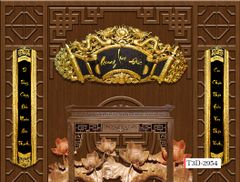 TRANH VẢI DÁN TƯỜNG 3D PHÒNG THỜ - TRANH VẢI TRÚC CHỈ | MÃ T3D-2954