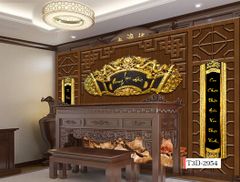 TRANH VẢI DÁN TƯỜNG 3D PHÒNG THỜ - TRANH VẢI TRÚC CHỈ | MÃ T3D-2954