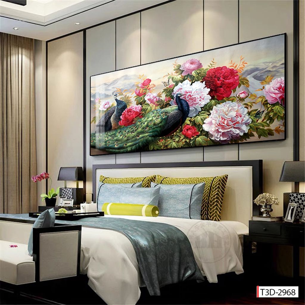 BST80 - TRANH TREO TƯỜNG - TRANH CÔNG RỒNG PHƯỢNG HỔ - TRANG TRÍ PHÒNG KHÁCH, SAU SOFA - TRANH NGANG