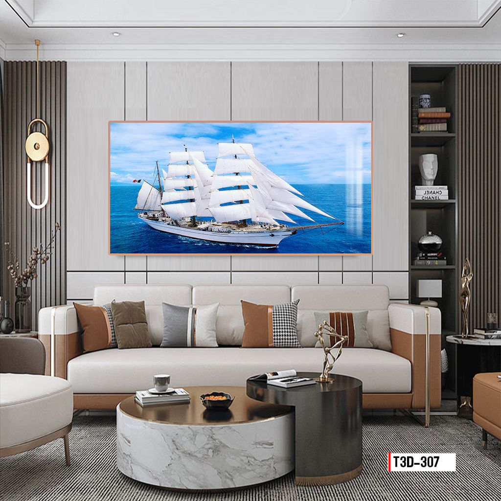 TRANH TREO TƯỜNG PHÒNG KHÁCH - TRANH THUẬN BUỒM XUÔI GIÓ KHỔ LỚN | MÃ T3D-307