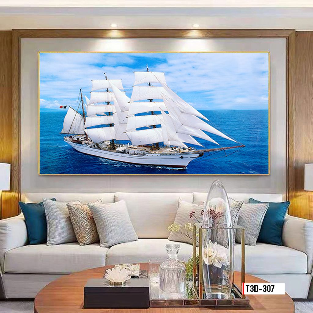 TRANH TREO TƯỜNG PHÒNG KHÁCH - TRANH THUẬN BUỒM XUÔI GIÓ KHỔ LỚN | MÃ T3D-307