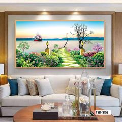 TRANH TREO TƯỜNG PHÒNG KHÁCH - TRANH THUẬN BUỒM XUÔI GIÓ KHỔ LỚN | MÃ T3D-3156