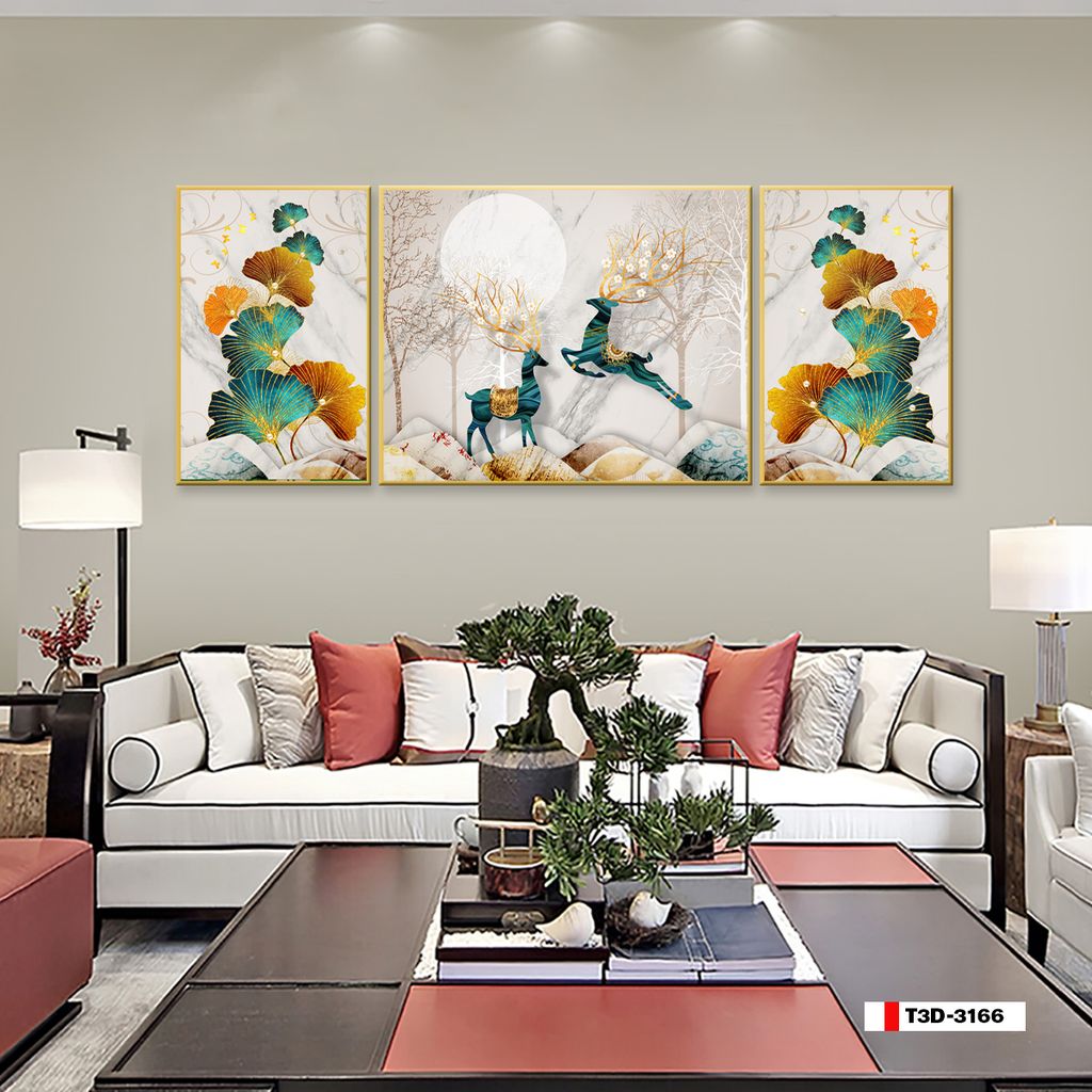 TRANH TREO TƯỜNG PHÒNG KHÁCH - TRANH HƯƠU TÀI LỘC | MÃ T3D-3166