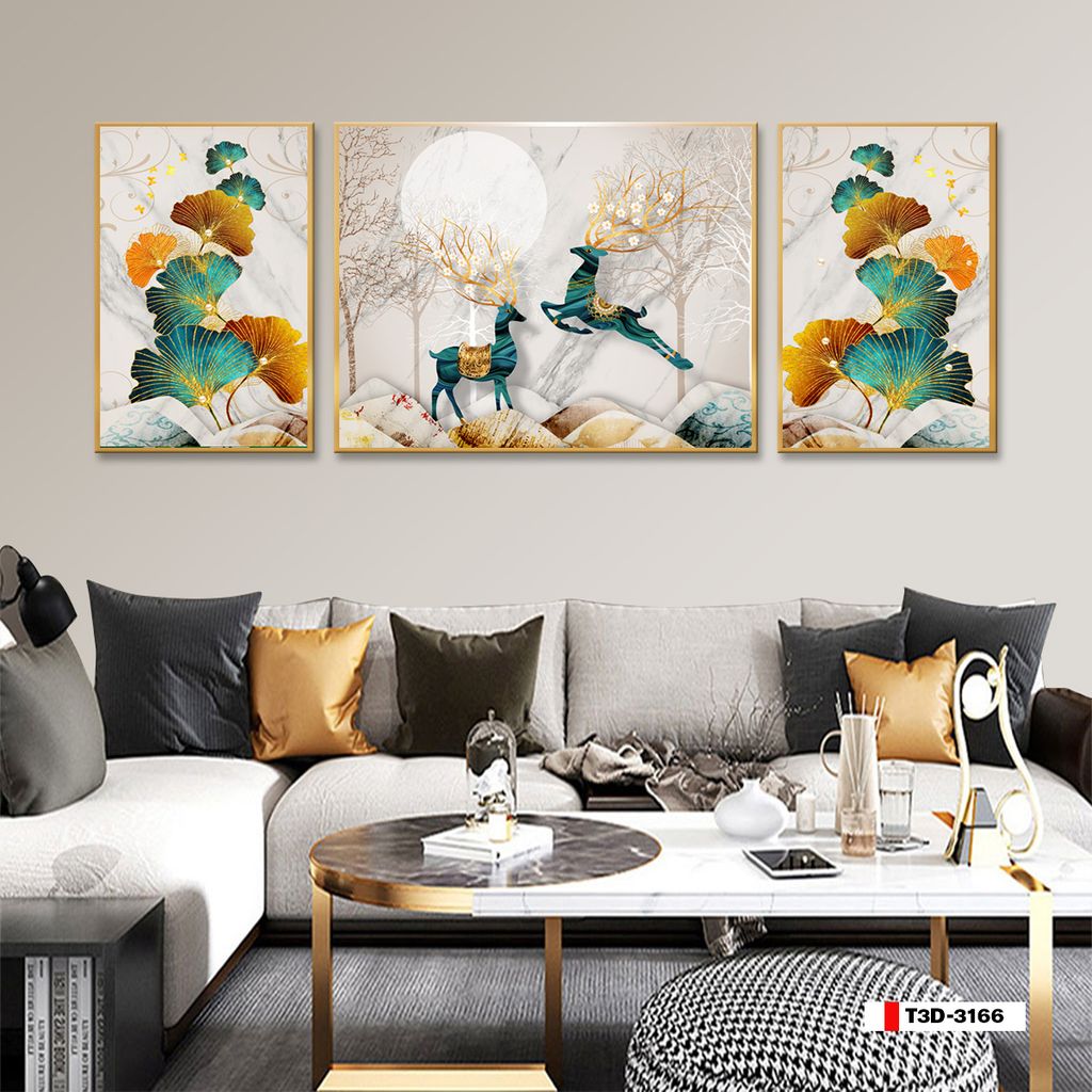 TRANH TREO TƯỜNG PHÒNG KHÁCH - TRANH HƯƠU TÀI LỘC | MÃ T3D-3166