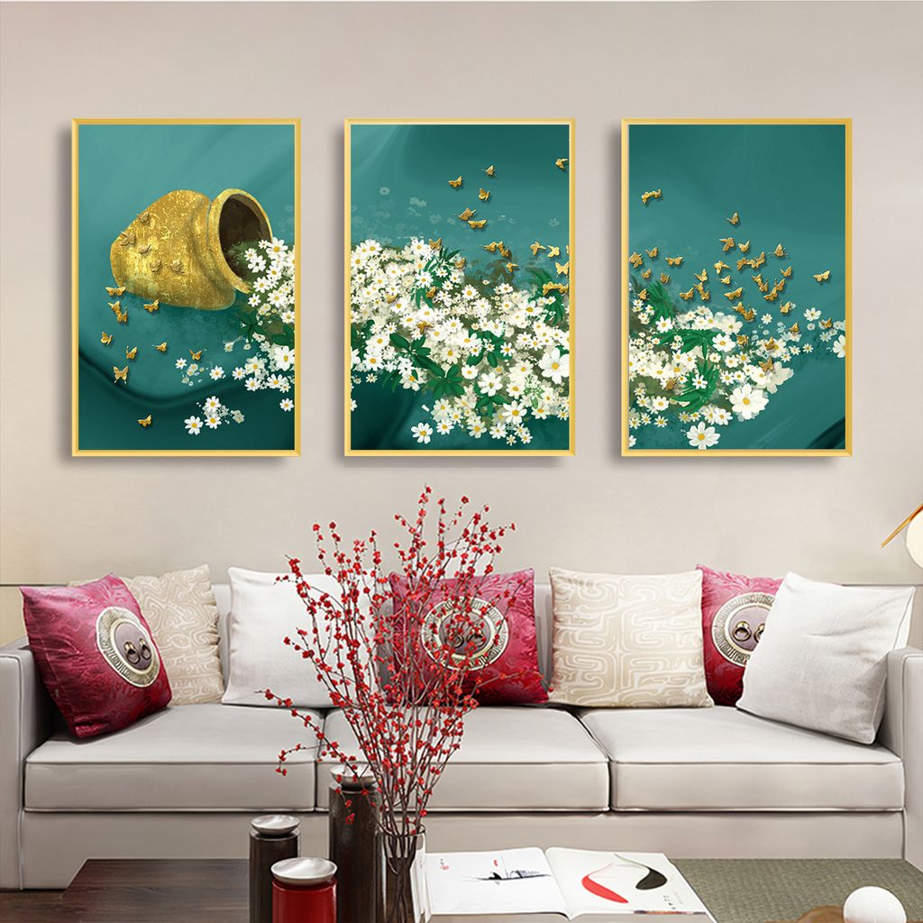 TRANH TREO TƯỜNG KHUNG HỢP KIM - TRANH TREO PHÒNG KHÁCH - TRANH TREO BÌNH HOA - HOA - MÃ T3D-3197